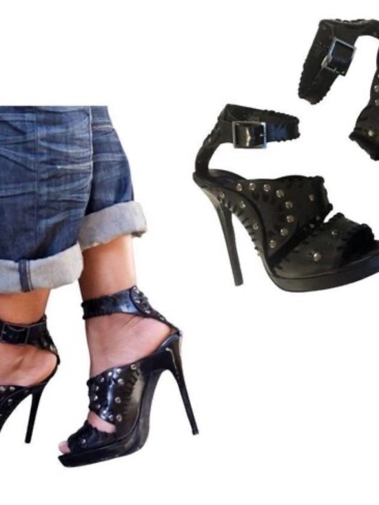 Jimmy Choo Shoes - Jimmy Choo Black Studded Leather Stiletto Sandals